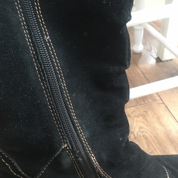 Black Suede Women's Boots with Button Detail - Picture 9 of 11